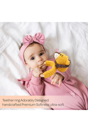 MOON Handcrafted Crochet Ring Rattle Toy-Lion