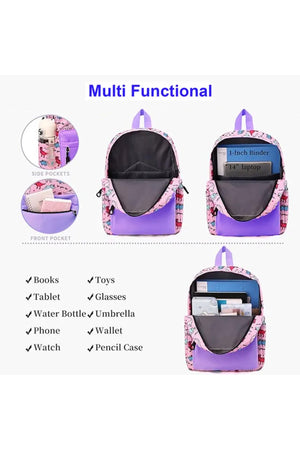 Star Babies - School Backpack With Eco Friendly - BPA Free Lunch Box, Water Bottle 550ml - Lavender