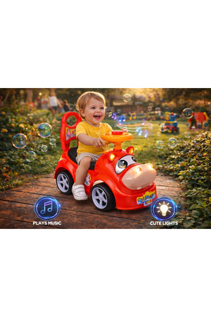 StarMarz Animal Ride-On Car – Cute Foot-to-Floor Baby Push Car with Fun Cartoon Face, Steering Wheel & Backrest – Durable Indoor/Outdoor Ride-On Toy for Toddlers (1–4 Years) – Red