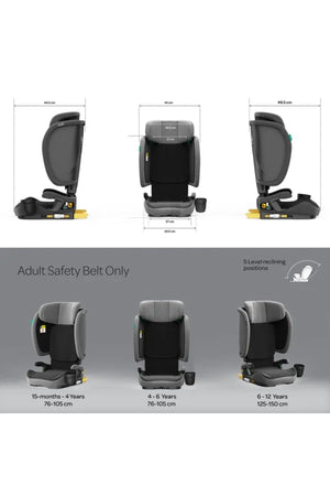MOON Folda Go ECE R129 i-Size Foldable Car Seat with ISOFIX-Grey