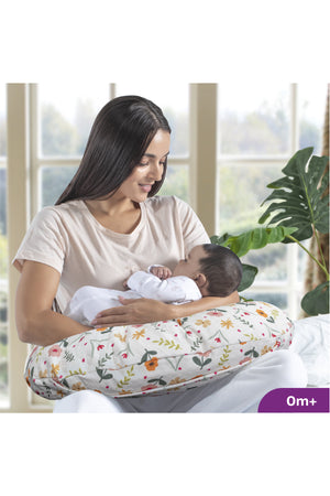 MOON Portable Nursing Breast Feeding Baby Support Pillow Cushion With Washable Zippered Cover-Flowers