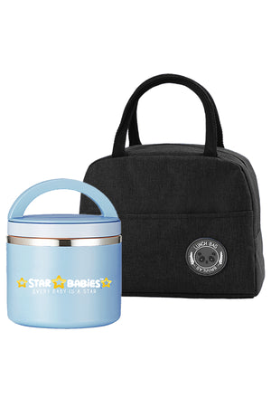 Star Babies - Insulated Mini Lunch Bag With Stainless Steel Food Jar - Black