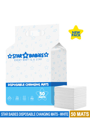 Star Babies - Disposable Changing Mat - Pack of 50 - White