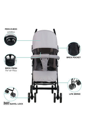 MOON Neo Plus Light Weight Travel Stroller,Light Grey