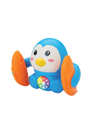 Urban Tots Electric Tumbling Penguin Toy With Vibrant Colors, Lights & Sound- Blue