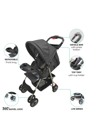 MOON - Bezik One Fold Stroller - Grey