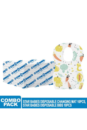 Star Babies - Disposable Bibs Fruits Print 10pcs With Changing Mat 10pcs - White