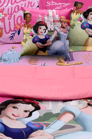 Princess Mix 5-In-1 Bnb Comforter Bedding Set – Brushed Microfiber & Polyester Shell – Pink