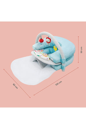 MOON 2 in 1 Nap and Play Travel Floor Mat with Mosquito Net -for Babies 0m+