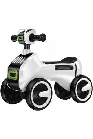 StarMarz LED Music Ride-On Bike – Foot-to-Floor Baby Push Scooter with Lights, Music, Steering Handle & Stable 4-Wheel Design – Indoor/Outdoor Toddler Ride-On Toy (1–4 Years) – White Edition