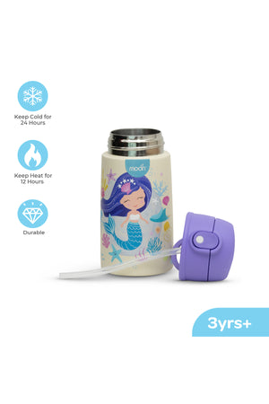 MOON Kids Insulated Water Bottle – BPA Free,Leak Proof Sipper for Toddlers – Eco-Friendly – Stays Cold or Warm for Hours -Mermaid