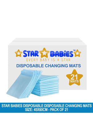Star Babies Disposable Diaper Changing Mats Pack of 21 - Blue