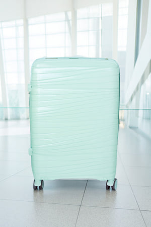 W.O.K 20" Lightweight Hard Shell Cabin Trolley – Polypropylene Luggage With Spinner Wheels & Number Lock – Mint Green