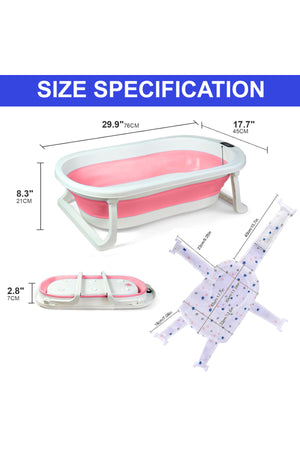 Star Babies - Baby Foldable Bathtub With Thermometer & Bath Seat Support Net, Set - Pink - Pack of 2