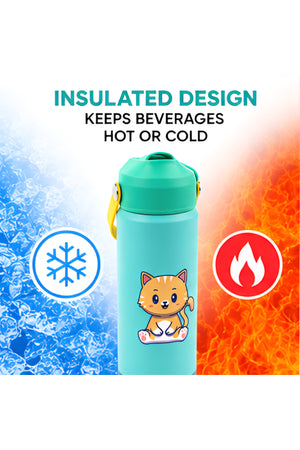 Cocobee-Insulated Stainless Steel Water Bottle, Leakproof, Odour Free, Soft Handle Grip, 500Ml, 3 Years+ – Green