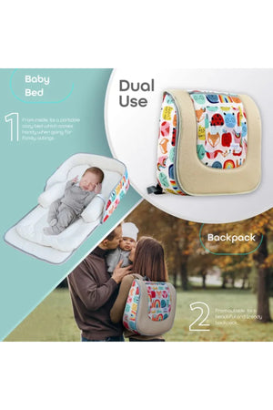 MOON Travalo - Travel Baby Bed & Backpack- Animal - Portable Baby Bed -Beige
