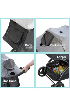 MOON Aria Baby Stroller 2-in-1 Travel System + Detachable Carrier Car Seat -Light Grey