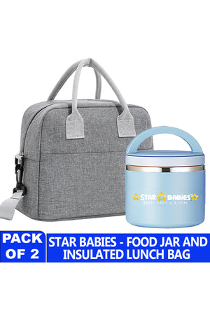 Star Babies Insulated Lunch Bag with Stainless Steel Food Jar- Blue