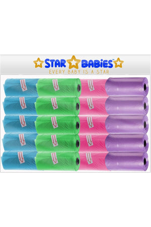 Star Babies Scented Bag Blue/Green/White/Purple Pack of 20 (300 bags), 22 x 32cm