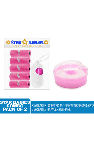 Star Babies - Powder Puff & Disposable Scented Bag 5pcs w/ Dispenser - Pink