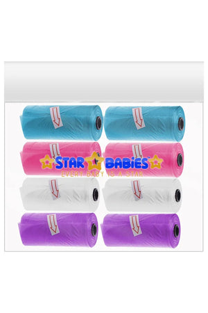 Star Babies - Scented Nappy Bag 8 Packs/120 Bags & Dispenser -Blue/Pink/White/Lavender