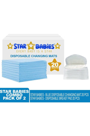 Star Babies Disposable Changing Mat + Breast Pad - Blue