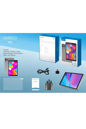 Oteeto K9 Tablet 8 inch 5G with keyboard case – 8GB RAM / 512GB Memory – Gray