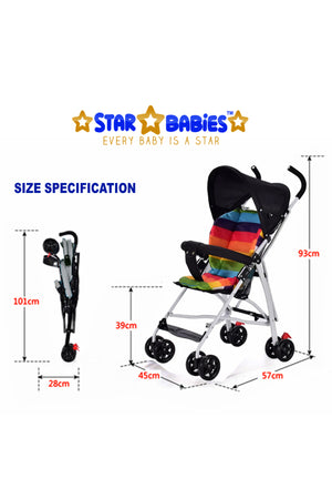 Star Babies - Light Weight Foldable Baby Stroller - Black