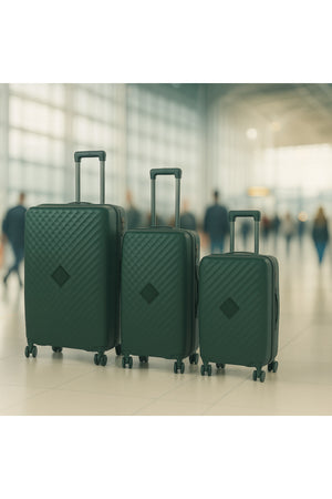 ELITE 3-Piece Hard-Shell Luggage Set (20/24/28) – Lightweight Spinner Suitcase – Dark Green