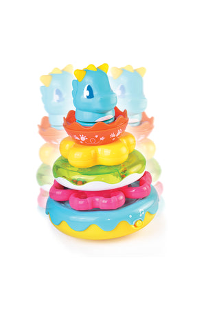 Little Learners Wobbly Dino Stacking Rings - Electronic Rings, Wobbly Base, Sing Along, 12M+