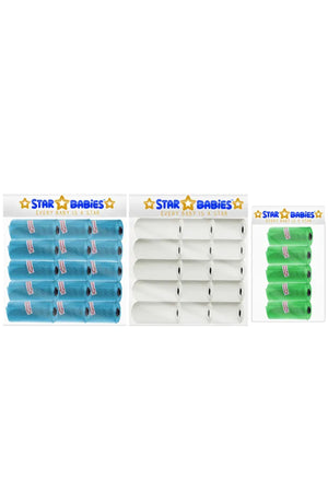 Star Babies - Scented Nappy Bag - Pack of 35/525 Bags - Blue/White/Green