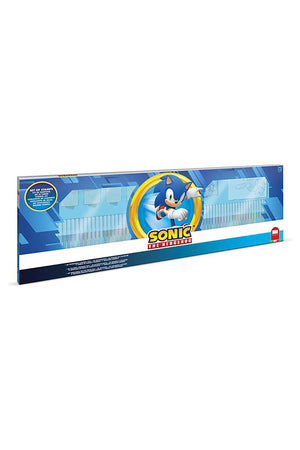 Sonic the Hedgehog Mega Art Set – 86x54 cm Case with 60 Felt Pens, 10 Pencil Crayons, 10 Wax Crayons, 6 Stamps, Ink Pad, Coloring Book, Notebook & 30 Stickers – Kids Creative Stationery Kit
