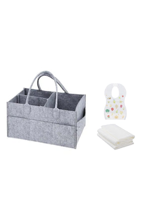 Star Babies - Caddy Diaper Organizer & Disposable Towel 3pcs & Bibs 10pcs - Grey