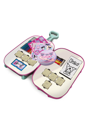 Multiprint Kuromi Trolley – Plastic Trolley with Extensible Handle, 7 Stamps, Ink Pad, 18 Washable Felt Pens, Activity Book, Colored Pencils & Stickers – 100% Made in Italy