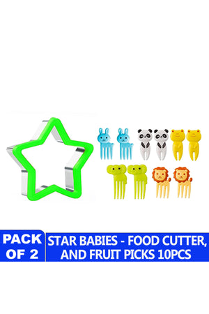 Star Babies - Fruit Picks - 10 Pcs With Sandwich Cutter - Green
