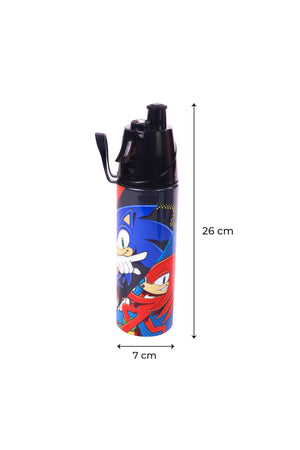 MOON Licensed Sonic Kids Water Bottle with Spray Mist | Cooling Spray | BPA-Free Stainless Steel | Leak-Proof for School, Camping, Hiking, Outdoor Play | Boys Water Bottle |500ml