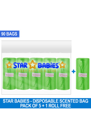 Star Babies - Scented Nappy Bag - Pack Of 6 - 90 Bags - Green