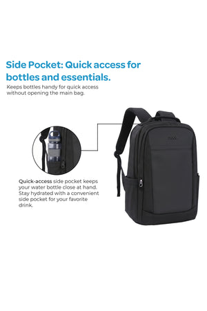 MOON School Backpack, Lightweight Backpack with Laptop Compartment- Black
