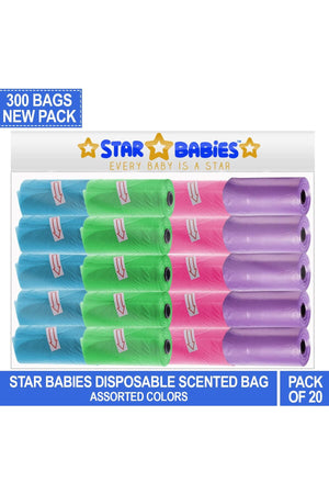 Star Babies Scented Bag Blue/Green/White/Purple Pack of 20 (300 bags), 22 x 32cm