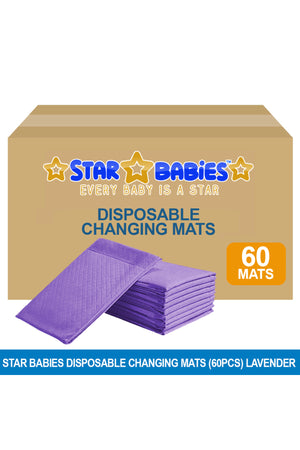 Star Babies - Disposable Pack Of 60 Changing mats (45x60cm) Large, - Lavender