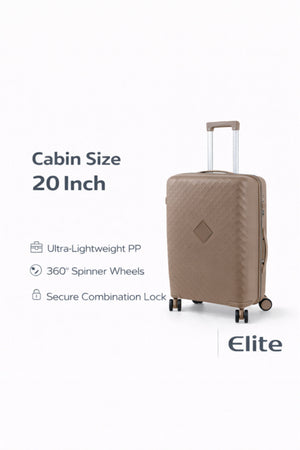 ELITE- Premium Hard-Shell Luggage 20 inch – Lightweight Spinner Suitcase – Beige Gold