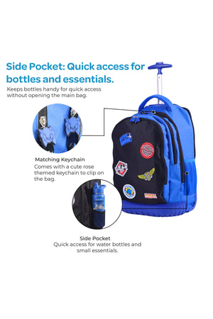 MOON Licensed SONIC the Hedgehog 3-in-1 Kids Trolley Backpack Set - (18-Inch) Premium Kids School Bag with Lunch Bag & Pencil Case-Black&Blue