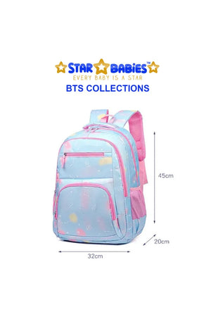 Star Babies - School Backpack With Eco Friendly Lunch Box With Spoon & Fork - Blue/Pink