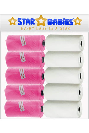 Star Babies Scented Bag Pink/White 10Pcs (150 Bags), 22 X 32Cm- Assorted