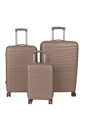 W.O.K 3-Piece Hard Shell Luggage Set – 20", 24", 28" Spinner Trolleys With Number Lock – Coffee