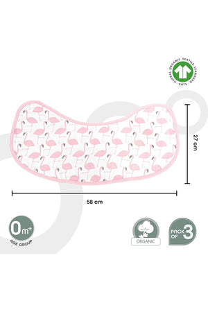 MOON Organic Burpy Cloth. (8 Layer)-Flamingo, Feather & pink