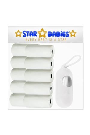 Star Babies Disposable Scented Bags Pack of 10 & Dispenser - White