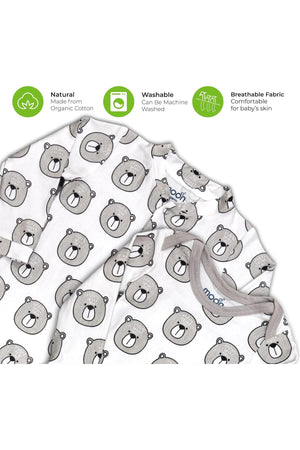 MOON Organic Baby 3 in 1 Gift Set- Romper-Body Suit-Jogger for 12-18 Months - Bear Print