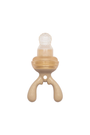 Moon Baby Fruit Feeder Teether | Silicone Pacifier for Infants & Toddlers | BPA-Free Snack Holder,Chewing Trainer- Beige