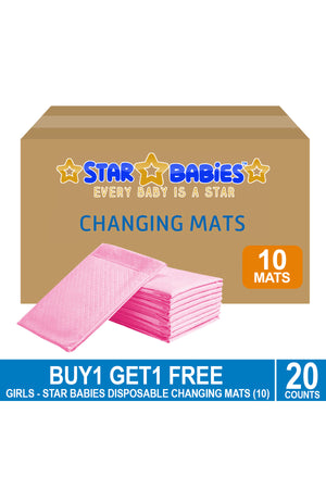 Star Babies Pink Disposable Changing Mat Pack of 10 - Buy one Get one Free